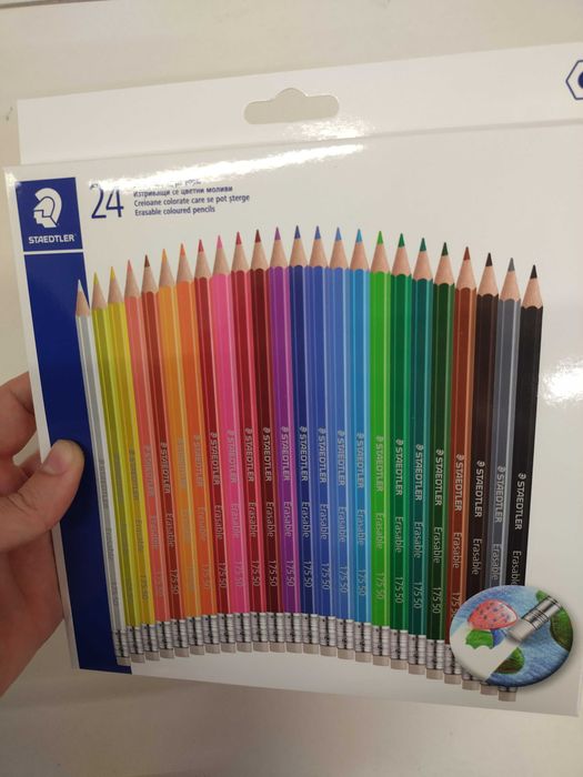 Set creioane colorate cu radiera - 24 buc