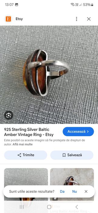 Inel din argint si chihlimbar /vintage