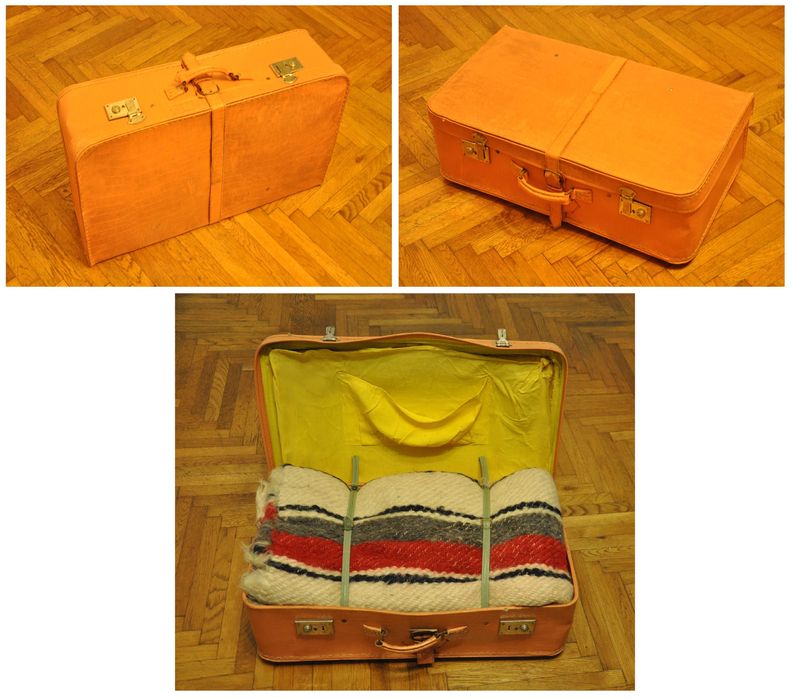 Set 3 covoare de lana, covor lana lucrat manual, in valiza vintage