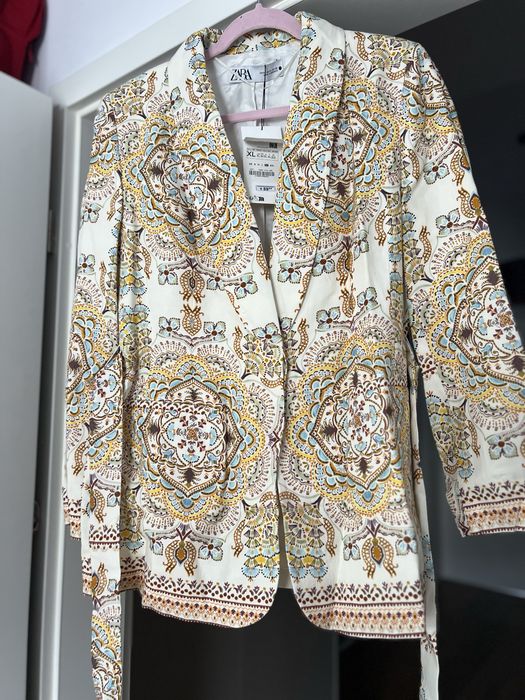 Zara XL sacou statement bumbac in vascoza mandala pret eticheta 89€