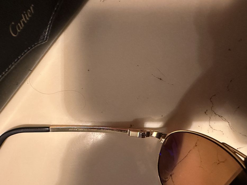 Слънчеви очила Cartier Santos Dumont Gold, комлект кутия и калъф.