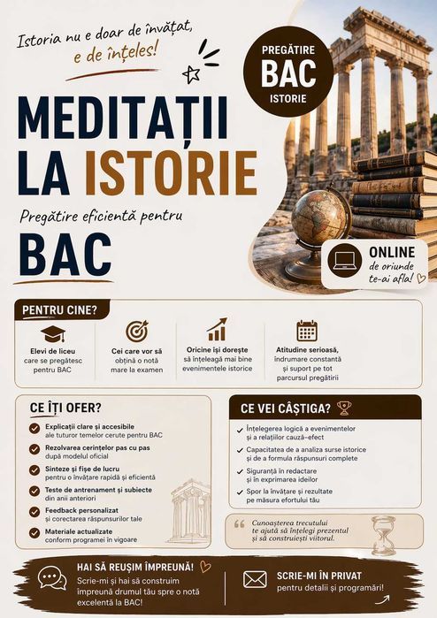 Meditații Limba Franceză (Dețin DALF C2) și Istorie Bacalaureat