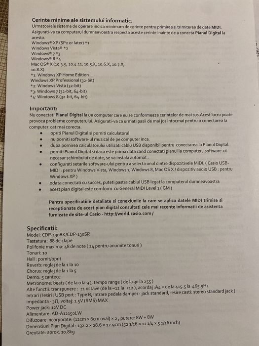Pian digital CASIO CDP 130
