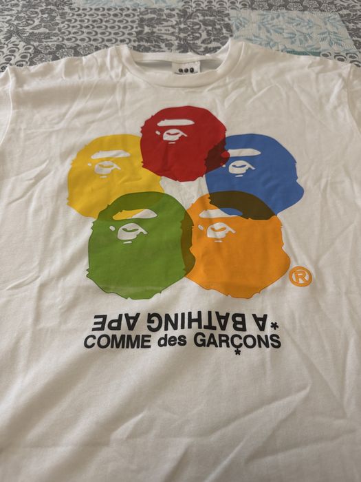 Тениска BAPE x Comme des Garçons – бяла, размер L, чисто нова