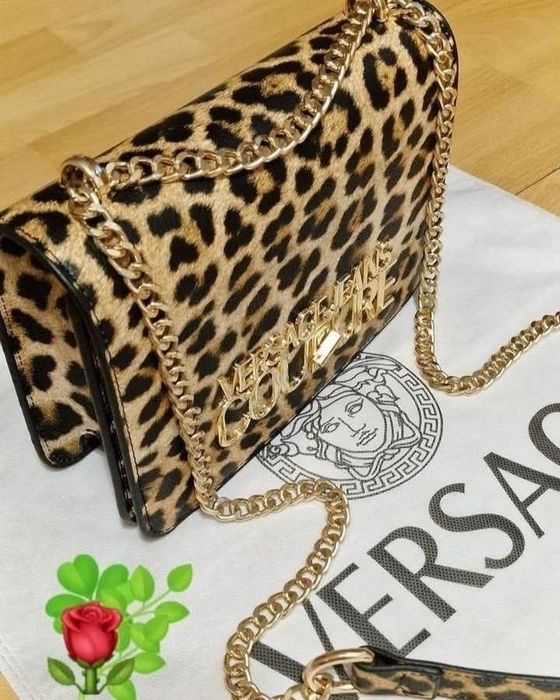 Geanta Versace model animal print,Italia, saculet, etichetă