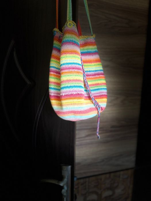 Дамска чанта на една кука, ръчна изработка от 100 % памук