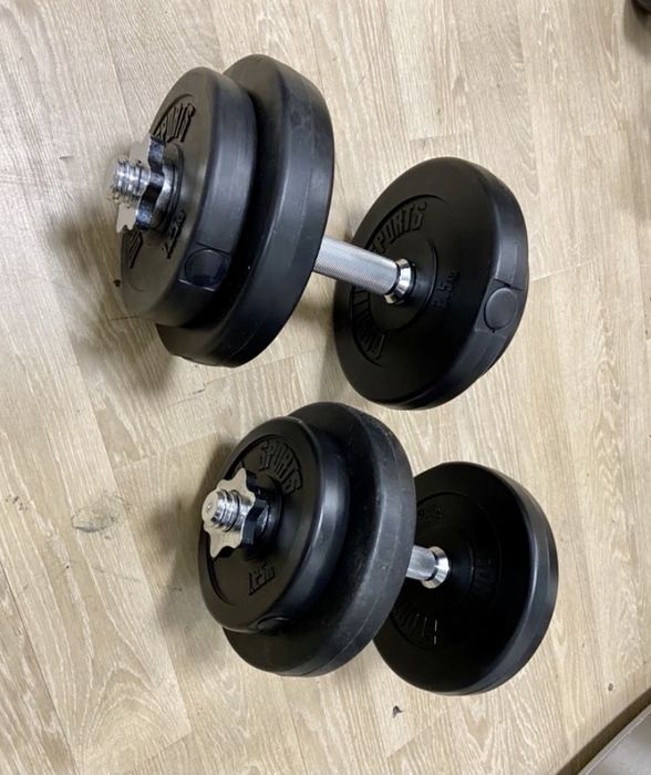 Gantere reglabile noi cu bari otel crom si piulite 20 kg-10+10=20 kg