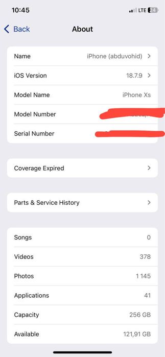 Iphone xs black 256gb