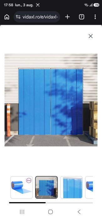 Perdea pentru ușă, albastru, 300 mmx2,6 mm 25 m, PVC