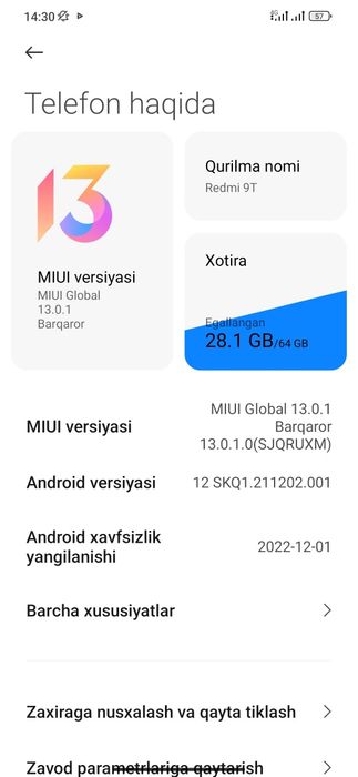 Redmi 9  t holati oʻrtacha behzod pul zarurligi uchun sotilyapdi