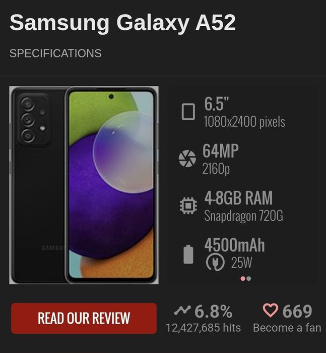 Samsung A52  8GB /128GB GARANȚIE