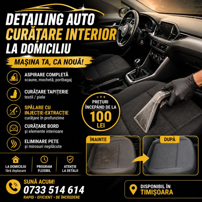 Curățare canapele profesională și interiorul auto– injecție extracție