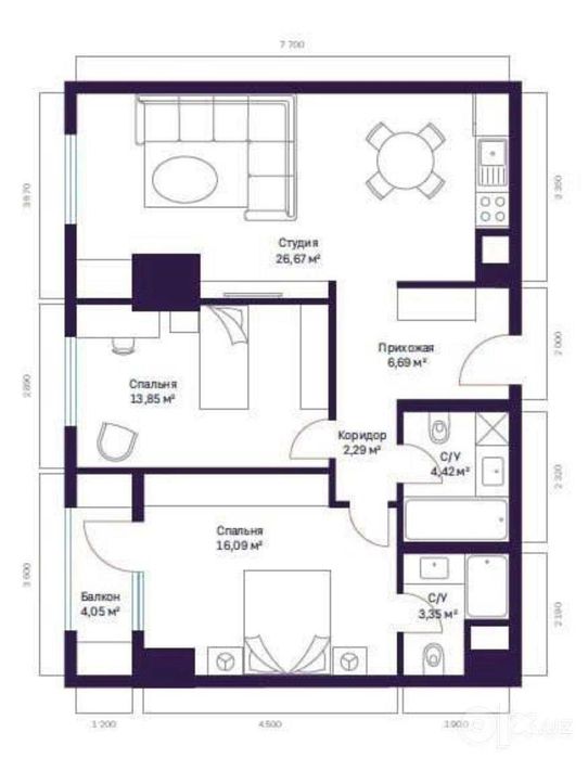 modera towers яккасарай 3х ком коробка студия с кадастром Шота Рустав;