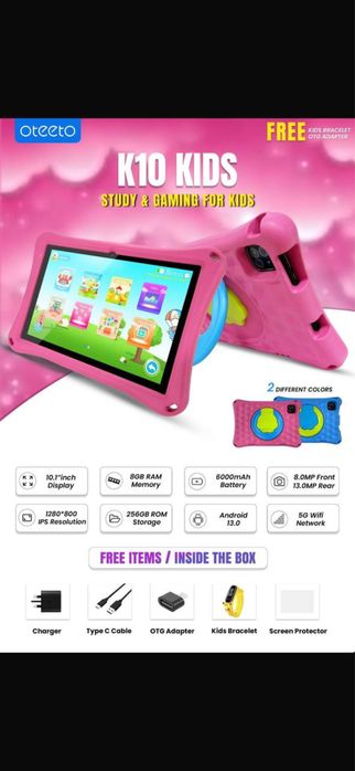 Bolalar plansheti OTEETO Tab K10 Kids, 8/256 GB, Детский умные планшет