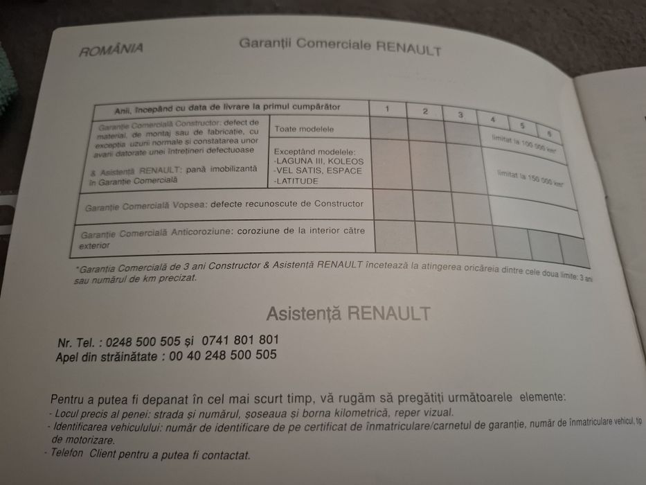 Manual utilizare, carnet garanție Renault Clio - Galati