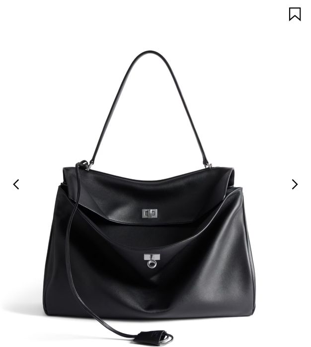 Balenciaga черна чанта баленсиага голяма дълга дръжка естествена кожа