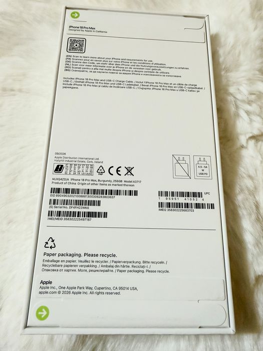 Iphone 18 Pro Max 256 GB, Burgundy, nou, sigiliat cu factura Altex
