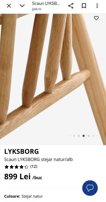 Scaun LYKSBORG stejar natur/alb Jysk