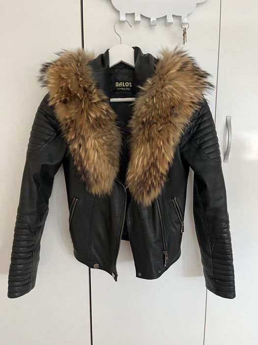 Кожено яке с естественна яка