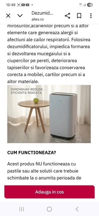 Dezumidificator aer Turbinoaire SENSO 25, 25l/zi,WI FI , 45 dB, Timer.