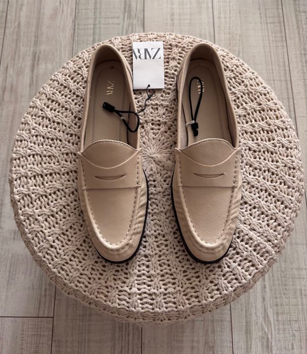 Стилни мокасини ZARA ЕСТЕСТВЕНА кожа
