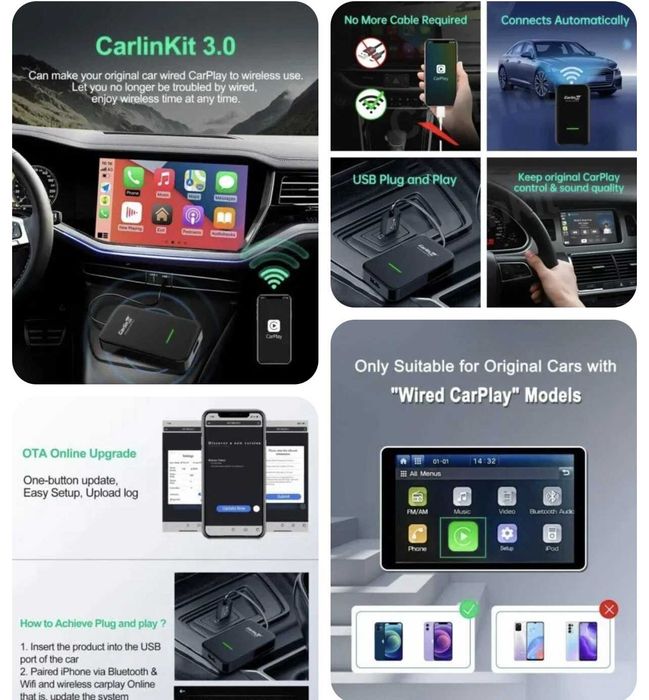 Carlinkit U2W Plus - Wireless Apple CarPlay Adapter - Stare Excelenta