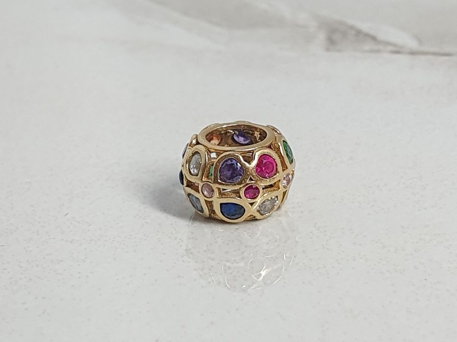 Charm din aur de 14K cu pietre semiprețioase colorate și cubic zirconia – 1,11 g