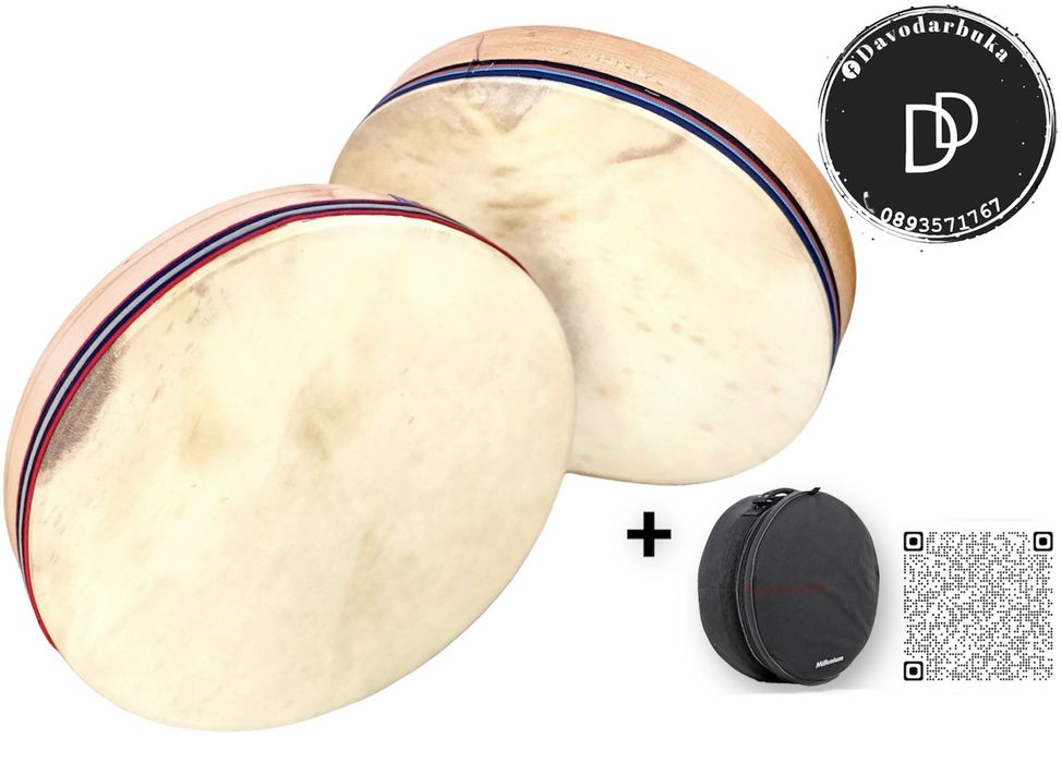 Разпродажба професионално голямо ударно дайре от еленска кожа с калъф