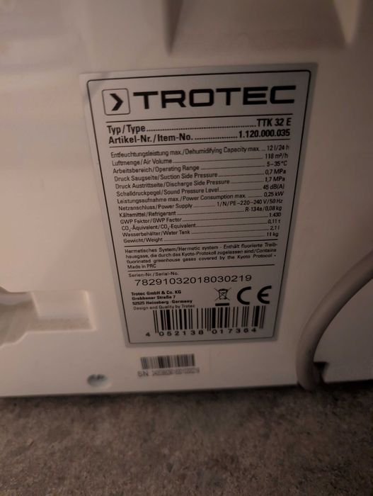 Dezumidificator Troteck TTK 32 E