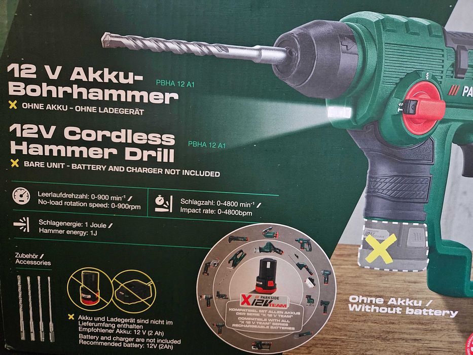 Нов акумулаторен перфоратор Parkside SDS Plus 12v с ГАРАНЦИЯ