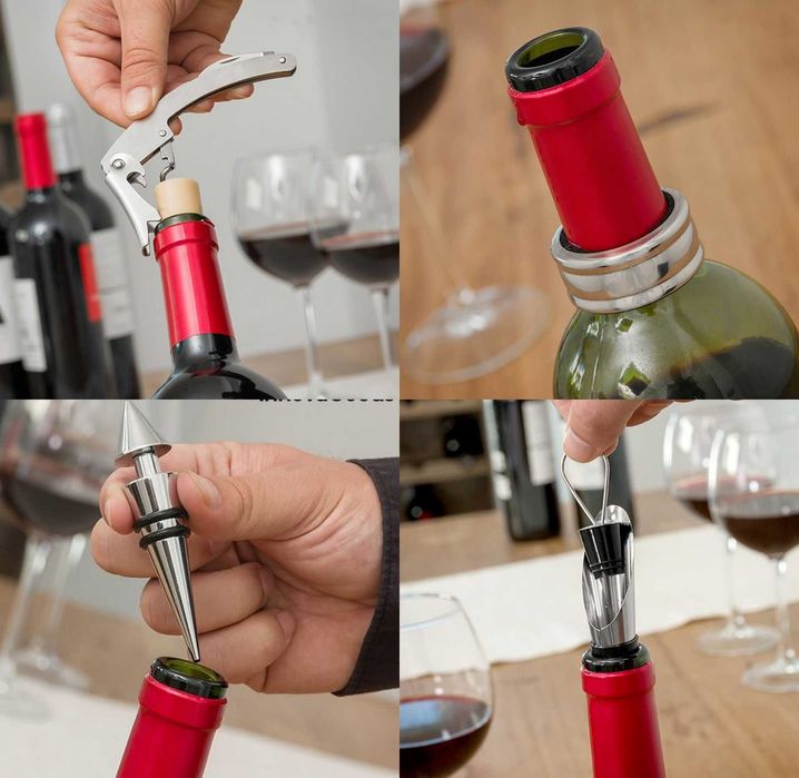 НОВА Луксозна дървена КУТИЯ ЗА ВИНО с 4 аксесоара. СЕТ ЗА ВИНО и ШАХ