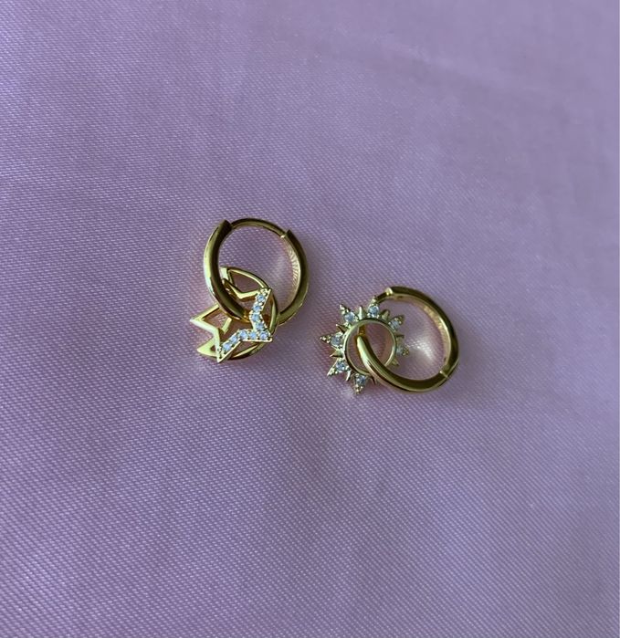 Сребърни обеци с печат S925, позлатени,златно покритие