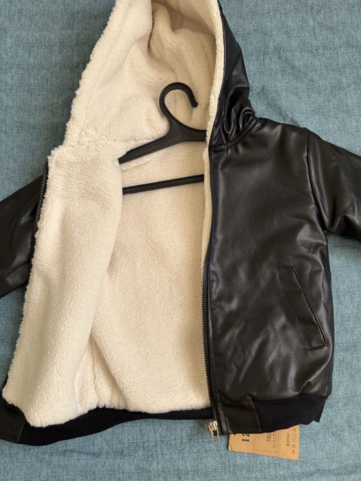 Зимний кожаный куртка