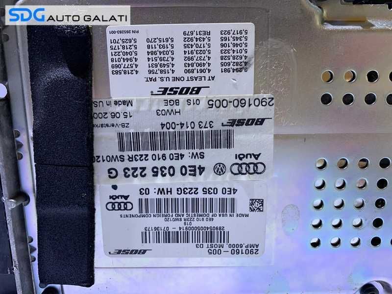 Amplificator Audio Sunet BOSE Audi A8 D3 2004 - 2010 Cod 4E0035223G 4E0910223R