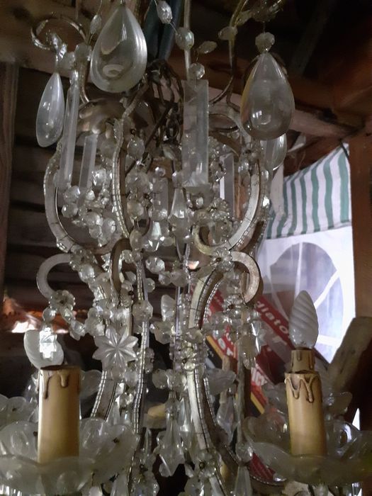 candelabru 12 brațe/cristale Bohemia,stil Luis XIV,baroque/90 cm
