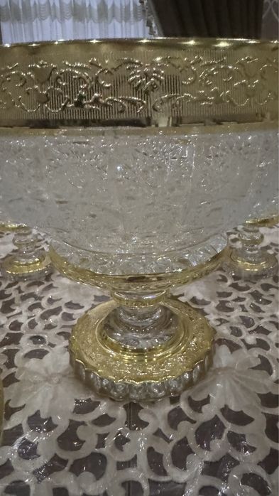 Набор богемской посуды для фруктов и сладостей.