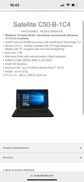 Laptop Toshiba Satelite C50