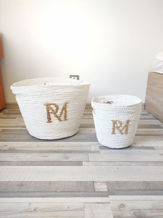 Riviera Mason Monogram 2  дизайнерски кошници от рафия