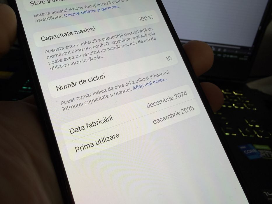 iPhone 16e, Black, 128 Gb, 15 cicluri de incarcare, NOU, Factura si ga