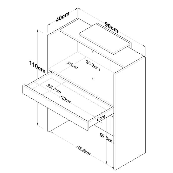 Рецепция Zowel, Натурален цвят + черен мрамор, 90x40x110cm -Промо цена