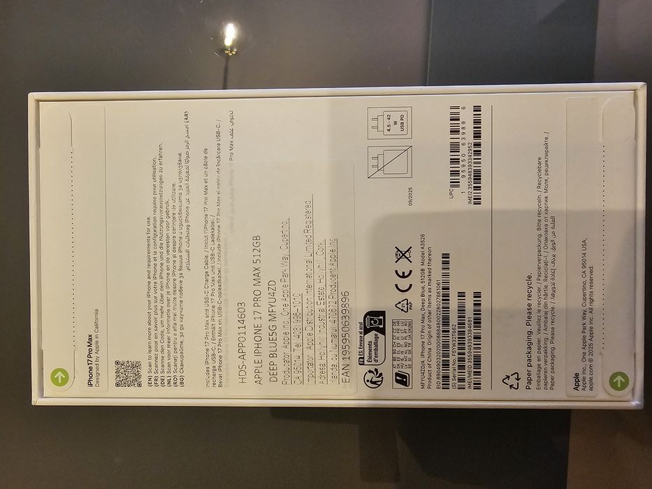 IPHONE 17 PRO MAX 512 GB nou sigilat , culoare dark blue
