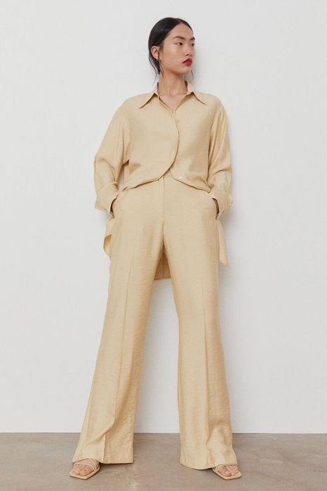 легкие струящиеся летние брюки h&m на завышенной талии ЛИКВИДАЦИЯ