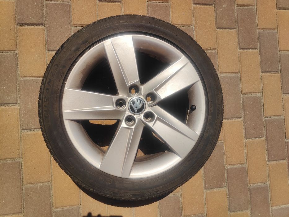 Set Roti Jante Aliaj Originale Skoda Antia R16 5x100 + Anvelope Vara 215/45 R16