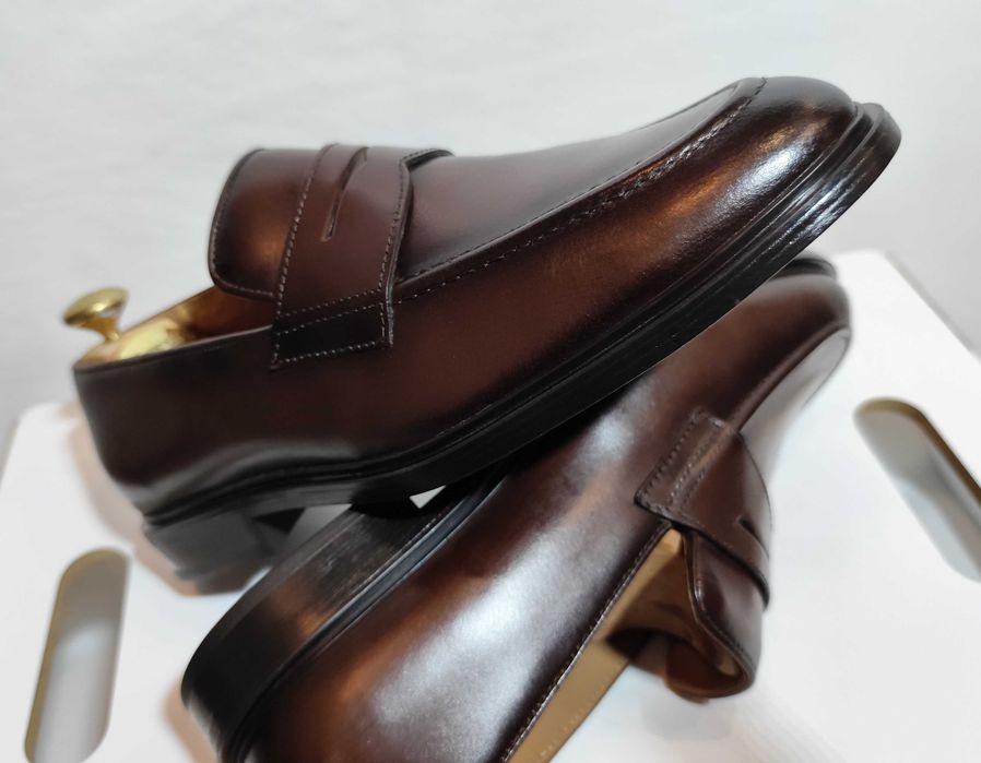 Pantofi loafer 42 42.5 penny ZARA NOI piele naturala moale maro