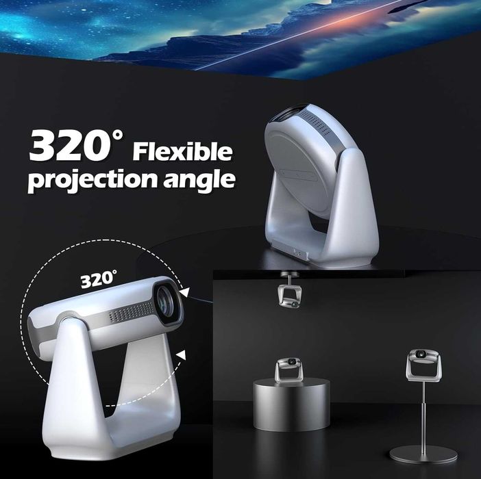 Нов, пълен комплект с мека чанта 4K проектор с батерия и Андроид EUARY