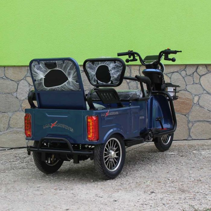 Двуместна CARGO електрическа триколка Max Motors CARGO LUX 1500W BLUE