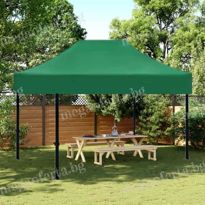 Градинска Шатра 3х4.50 – 23кг със Страници и Зелено Гумирано Покривало