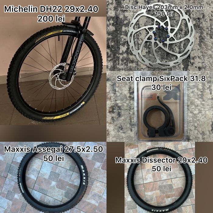 Piese bicicleta downhill/altele - pedalier, pinioane, discuri + altele