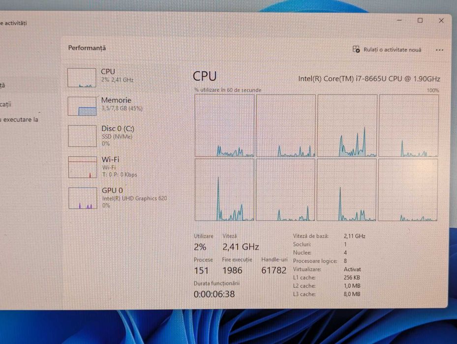 Intel NUC 8 Pro NUC8v7PNH mini pc, Intel Core i7-8665U, ram 8 Gb, SSd 250 Gb