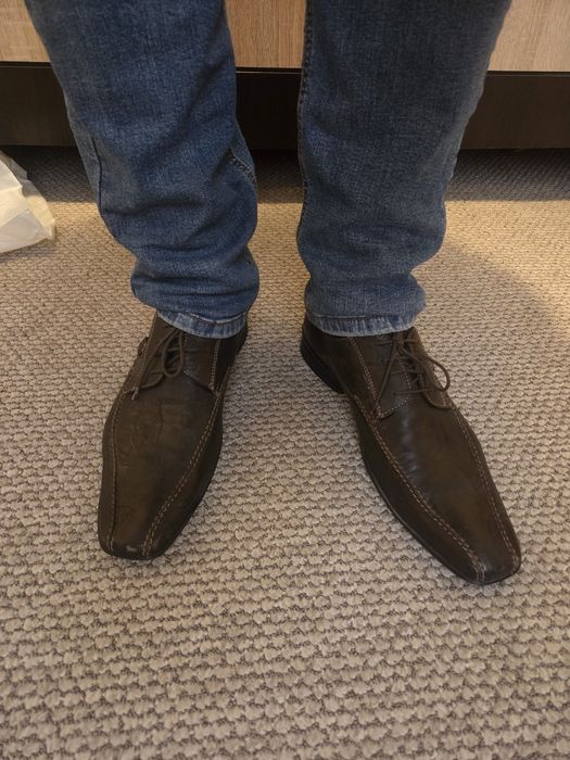 Pantof Piele, maro inchis, stare f buna, 44-45